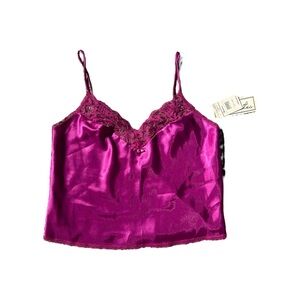 hot pink vintage y2k 2000s lace trim lingerie cami top new with tags